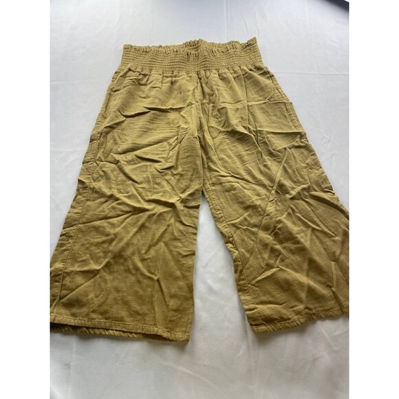 kate quinn Other - Kate Quinn Wide Rib Lounge Comfy Stretchy Pants Medium Khaki Cropped Smocked
